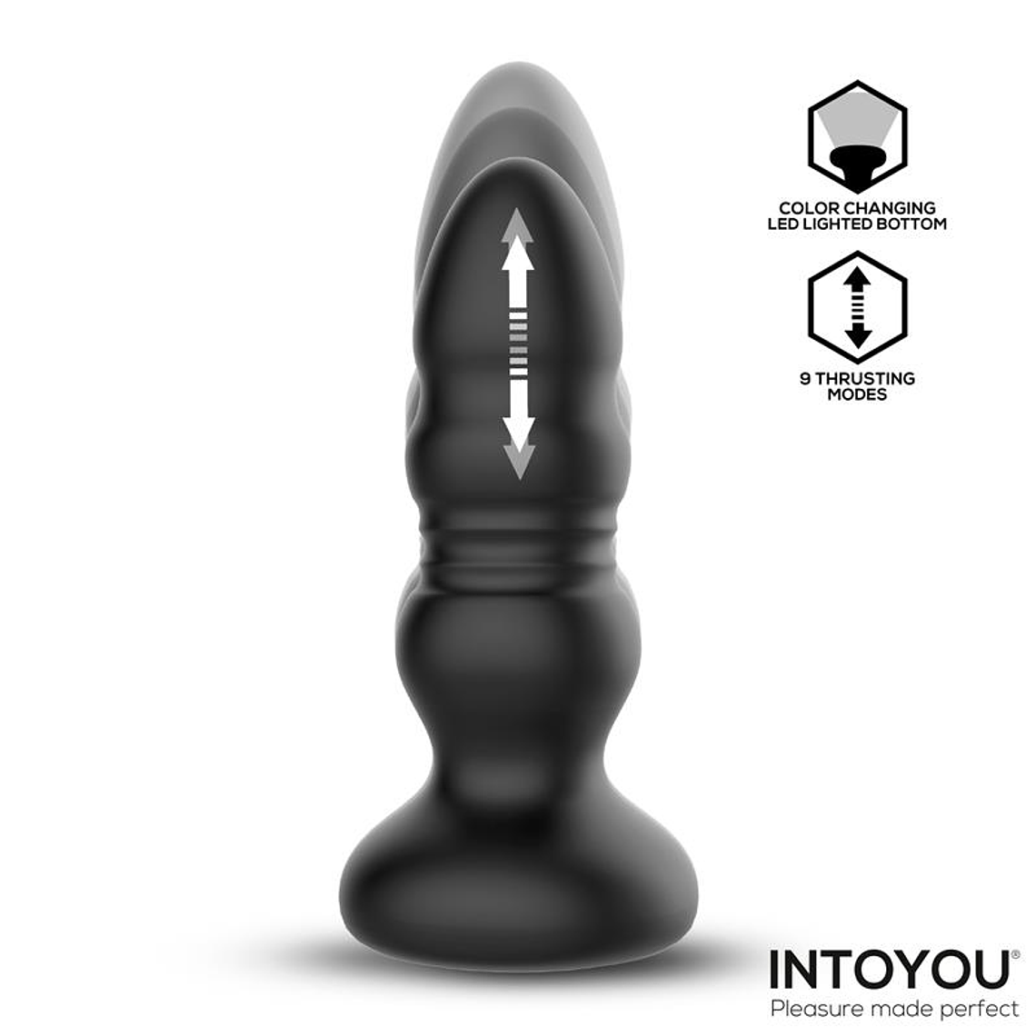 Krax Butt Plug with Vibration, Thrusting, Led Light and Remote 2