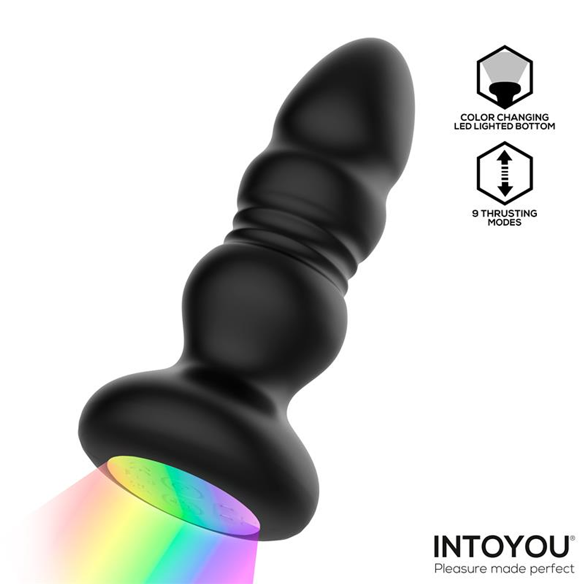 Krax Butt Plug with Vibration, Thrusting, Led Light and Remote 3
