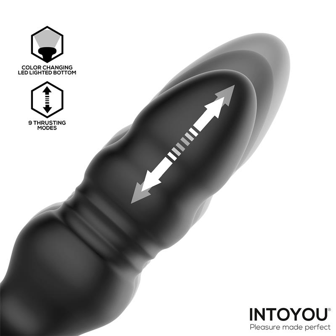 Krax Butt Plug with Vibration, Thrusting, Led Light and Remote 4