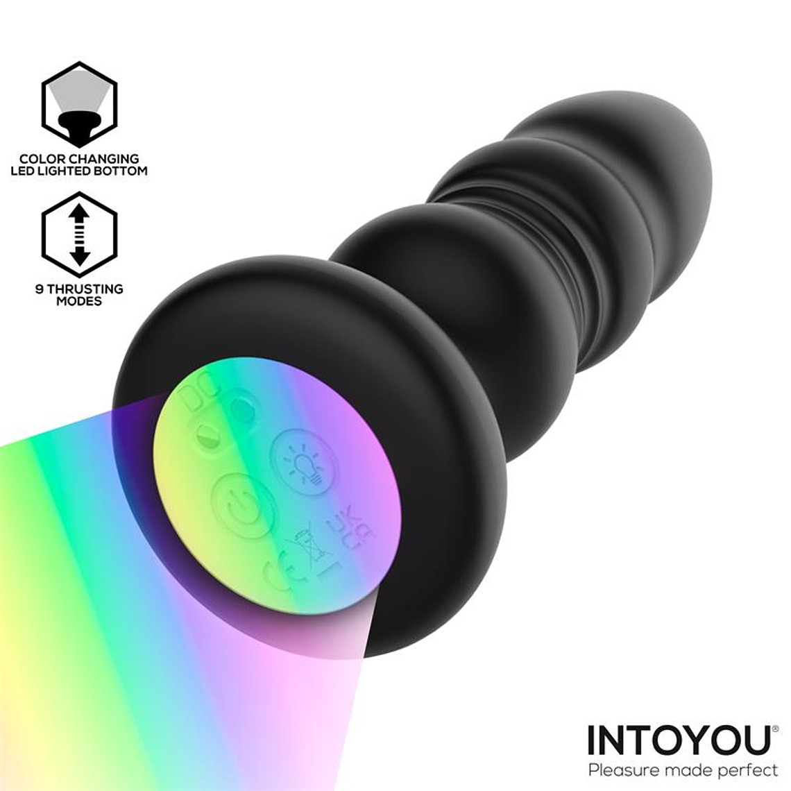 Krax Butt Plug with Vibration, Thrusting, Led Light and Remote 5