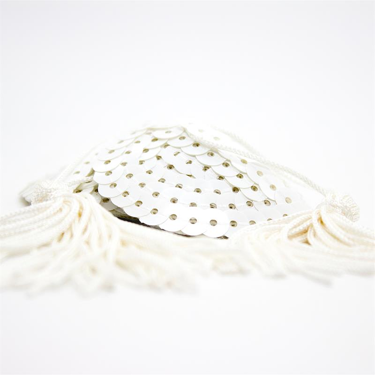 Sequin Nipple Cover with Tassel White 4