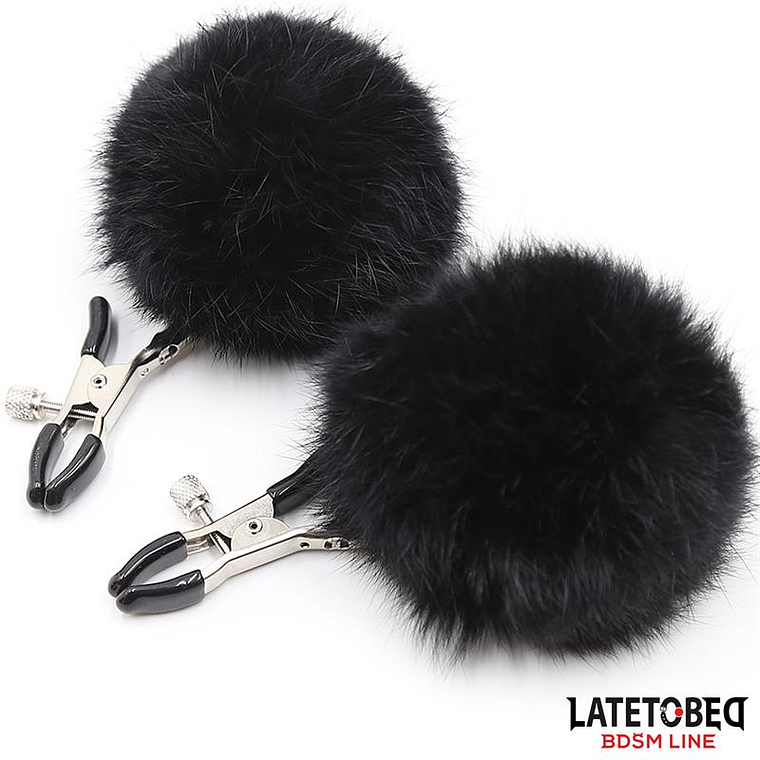Nipple Clamps with Black Fur 1