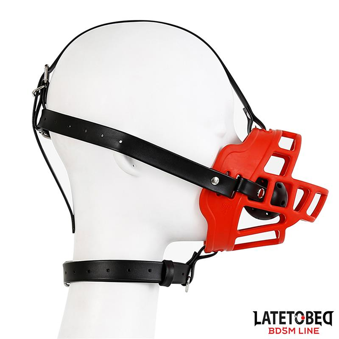 Latetobed ​​Muzzle | Red Breathable Gag Collar 3