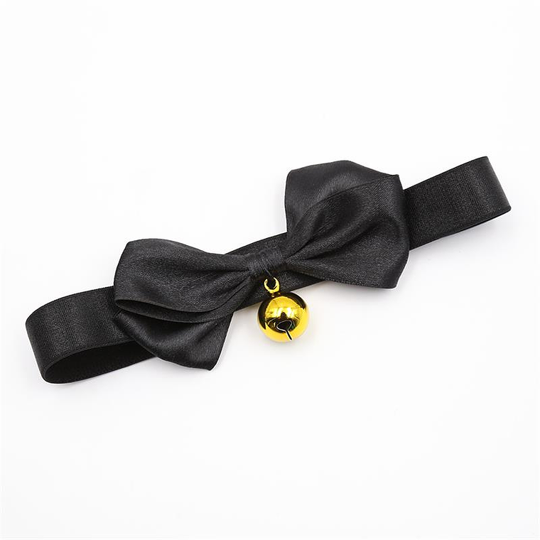 Latetobed ​​Collar with Bow and Bell | Black Size M 29cm Adjustable 5