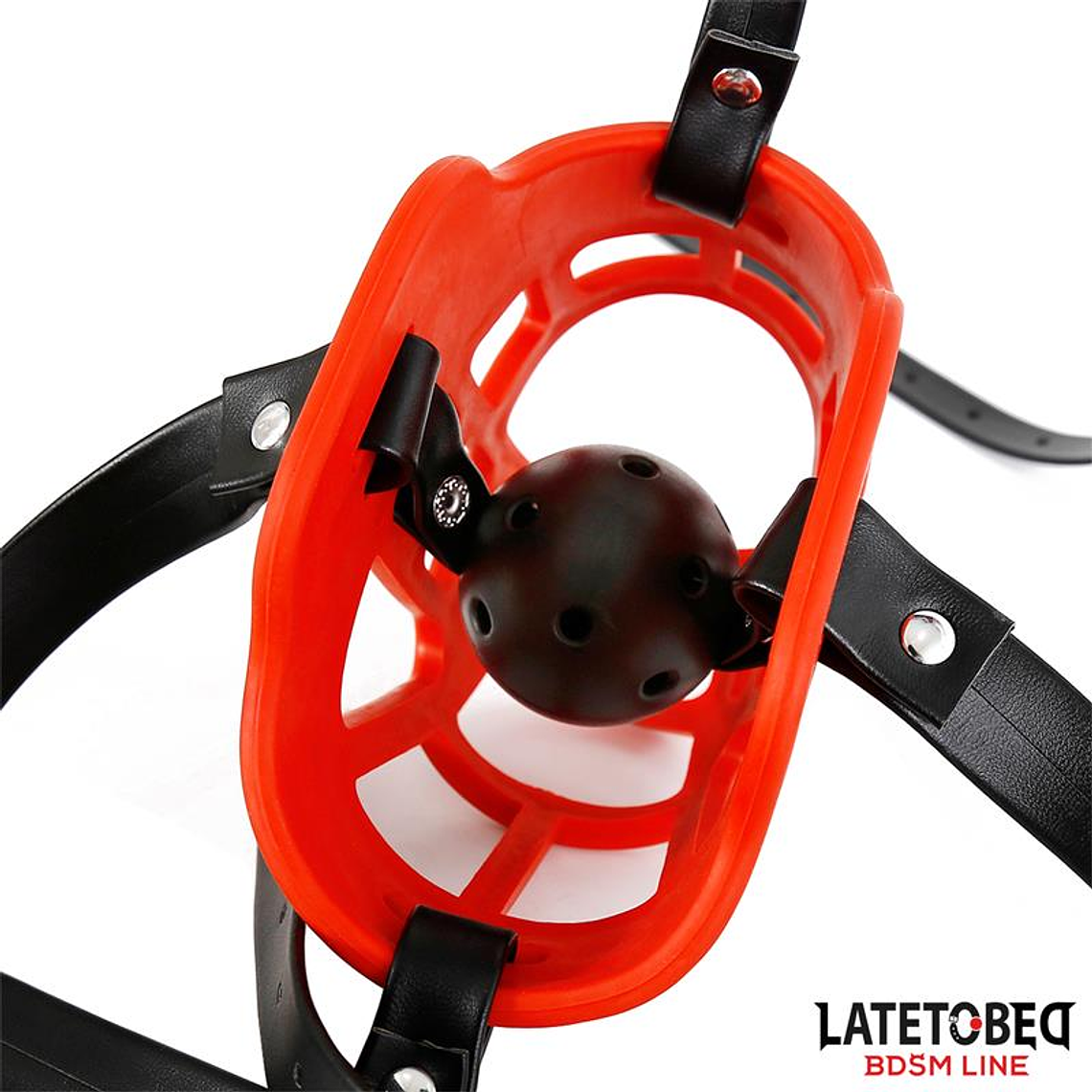 Latetobed ​​Muzzle | Red Breathable Gag Collar 5