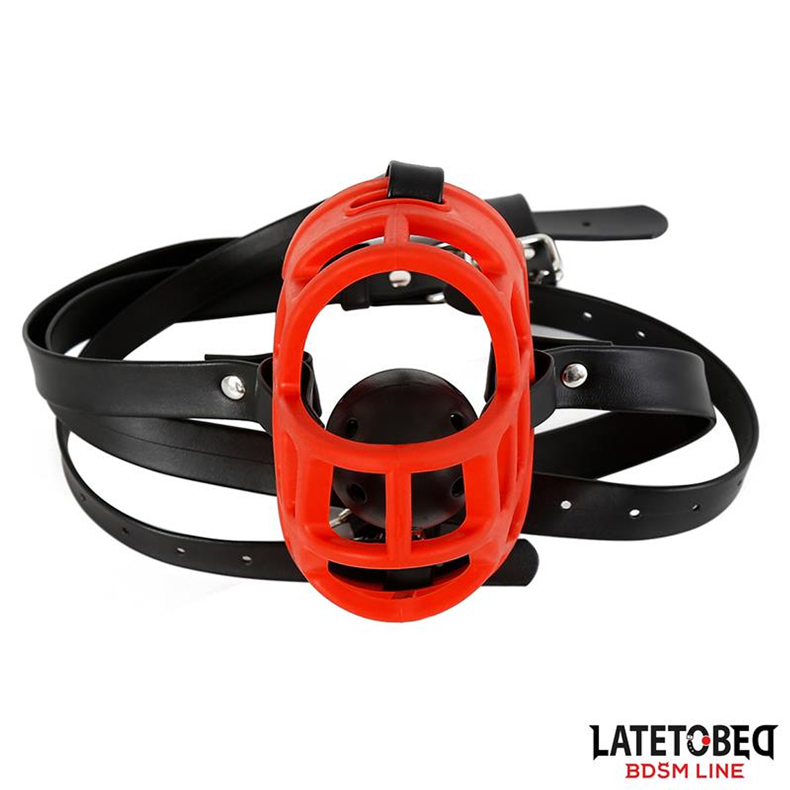 Latetobed ​​Muzzle | Red Breathable Gag Collar 6