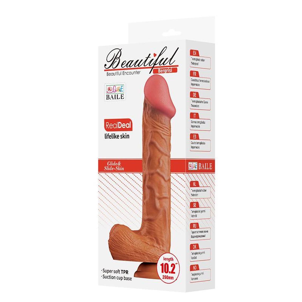 Dildo Realista Curvo Bergrisi | 26cm com Ventosa e Bolas TPR 8