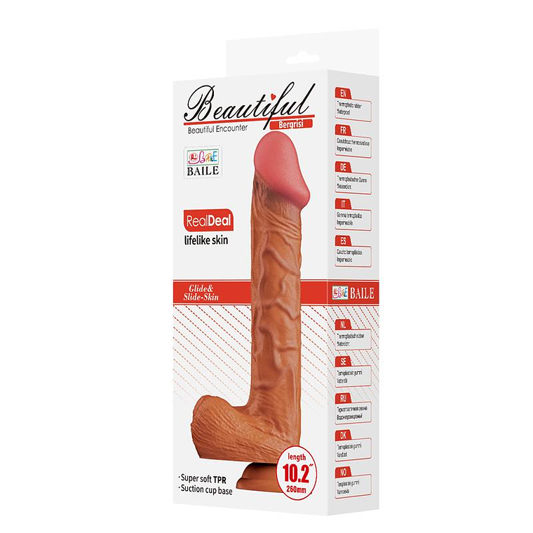 Dildo Realista Curvo Bergrisi | 26cm com Ventosa e Bolas TPR 8