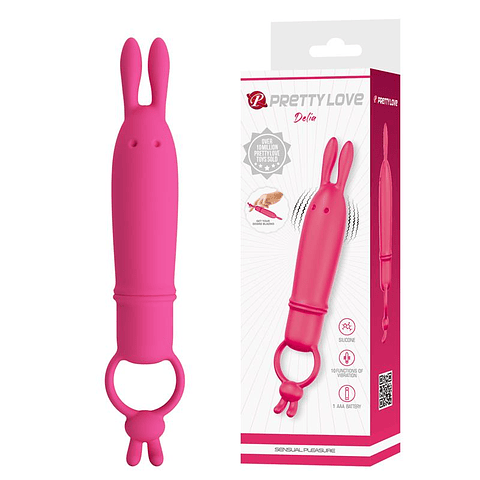 Vibrador Bullet com Orelhas Delia | 10 Padrões Silicone Rosa