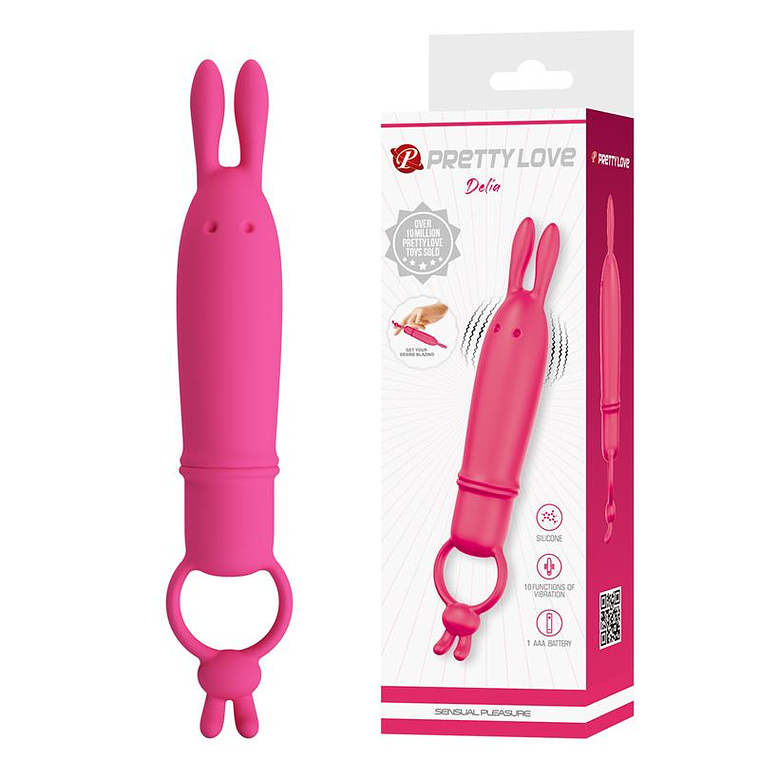 Vibrador Bullet com Orelhas Delia | 10 Padrões Silicone Rosa 1