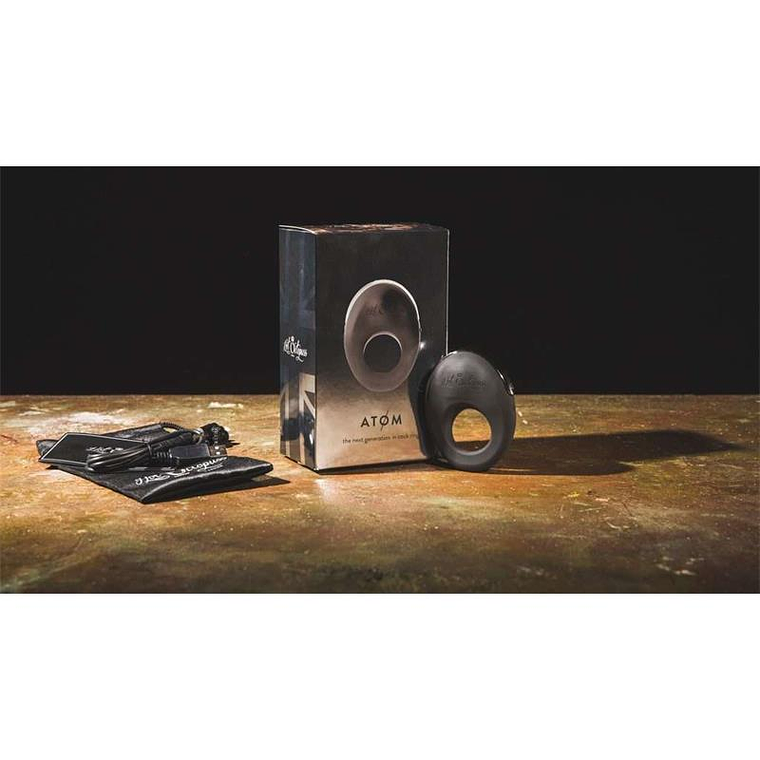 Anel Peniano Vibratório Atom | 5 Funções Recarregável Preto 9