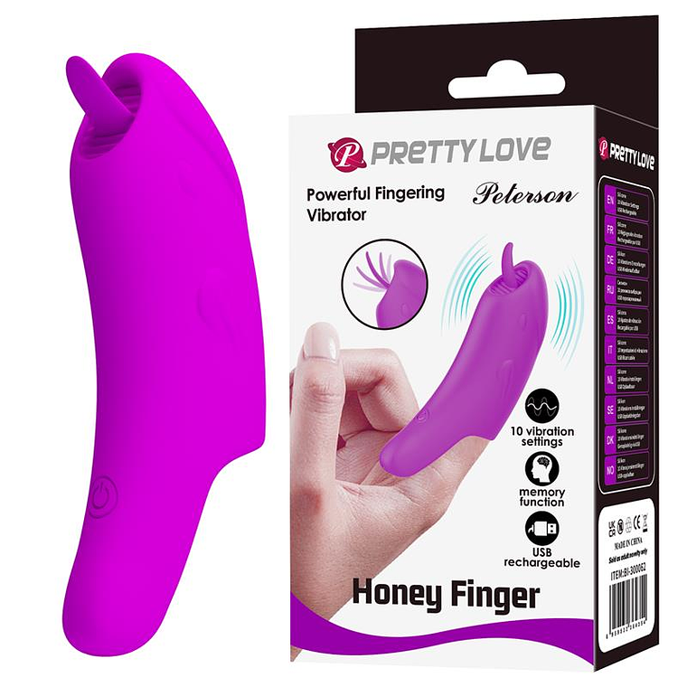 Peterson Silicone Finger Vibrator with 10 Patterns, USB Rechargeable. 1