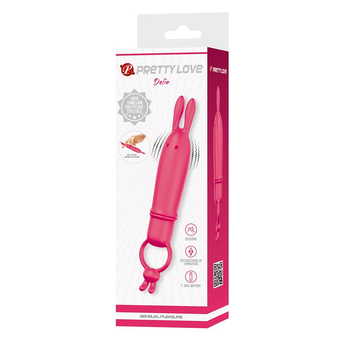 Vibrador Bullet com Orelhas Delia | 10 Padrões Silicone Rosa 10