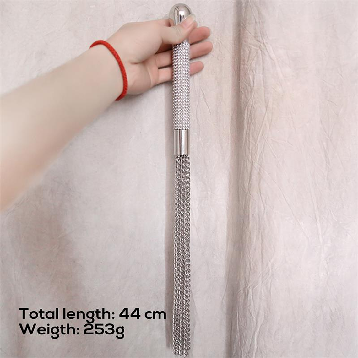 Fouet avec chaînes et poignée en diamant Latetobed ​​BDSM 44 cm 7