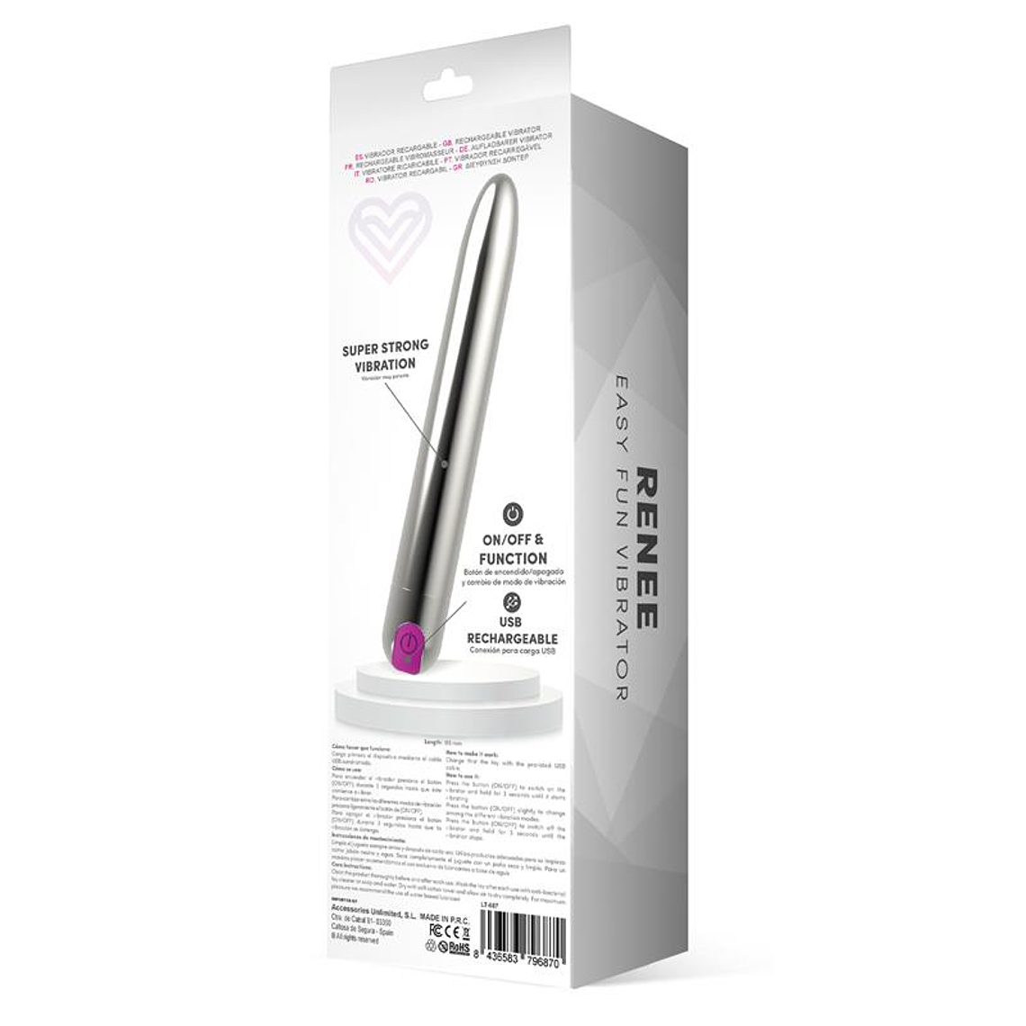 Renee Vibe 10 Vibrating Functions 18,5 cm USB Silver 3