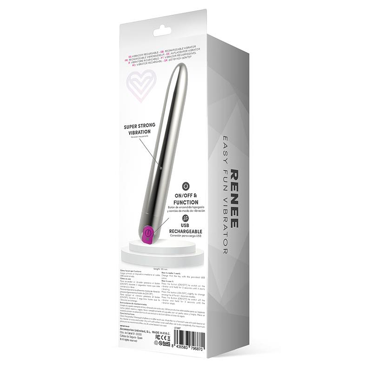 Renee Vibe 10 Vibrating Functions 18,5 cm USB Silver 3