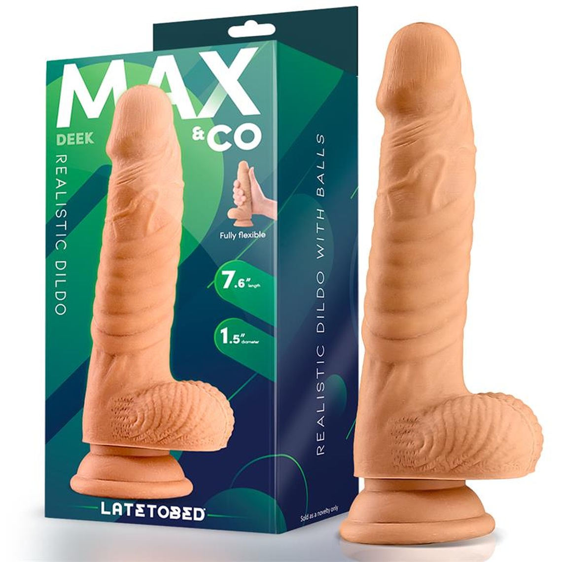 Godemiché réaliste de 19,3 cm (7,6 pouces) de Deek Max & Co, avec testicules et ventouse. 1