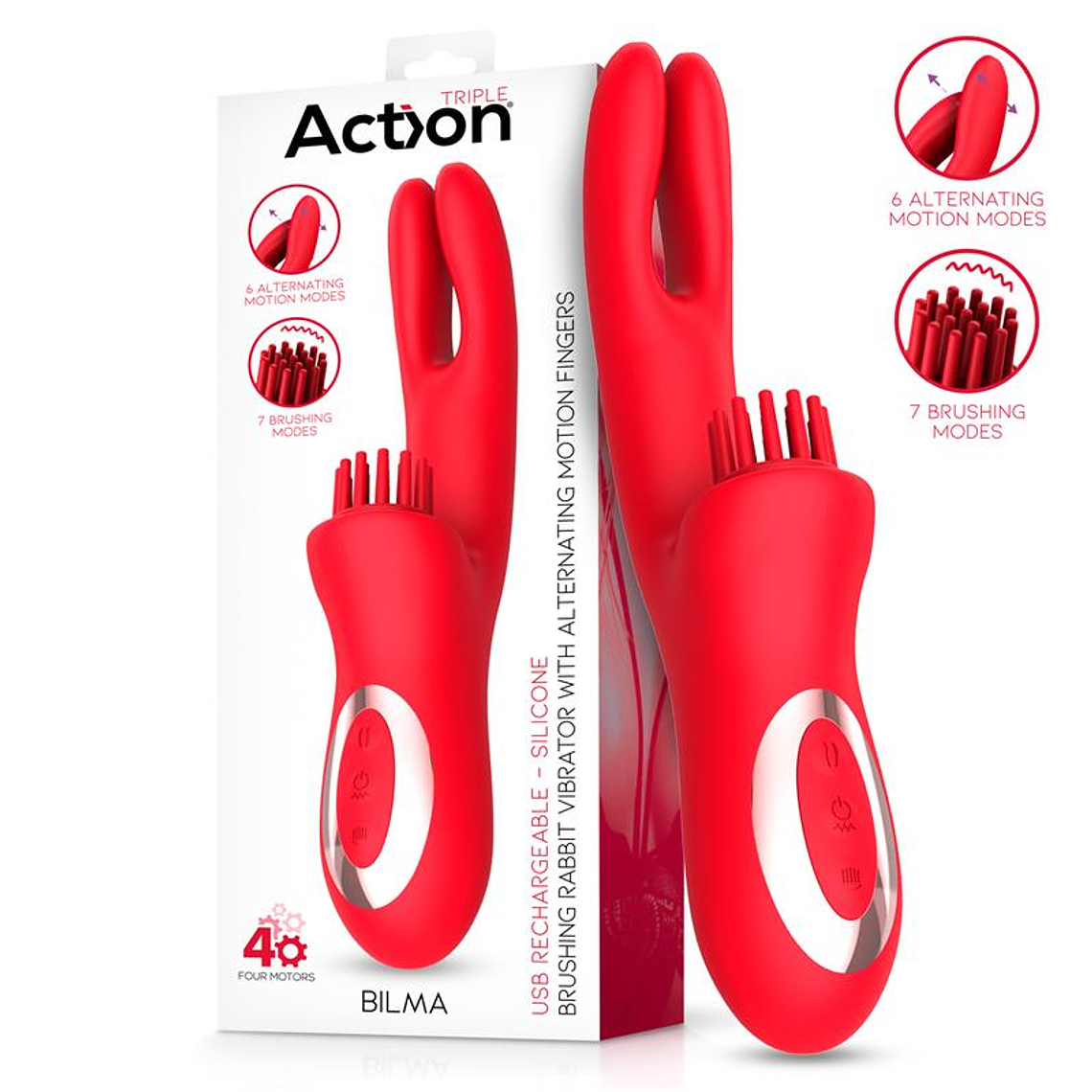 Vibrador Bilma Triple Action 4 Motores com Escovação Clitorial e Movimentos Alternados 1