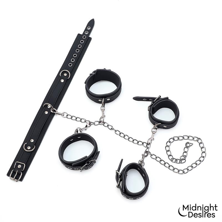 Conjunto de Restrição com Corrente Midnight Desires | Coleira e Algemas 2