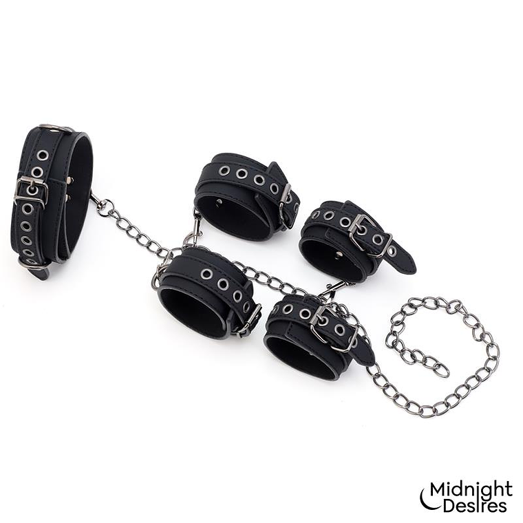 Conjunto de Restrição com Corrente Midnight Desires | Coleira e Algemas 3