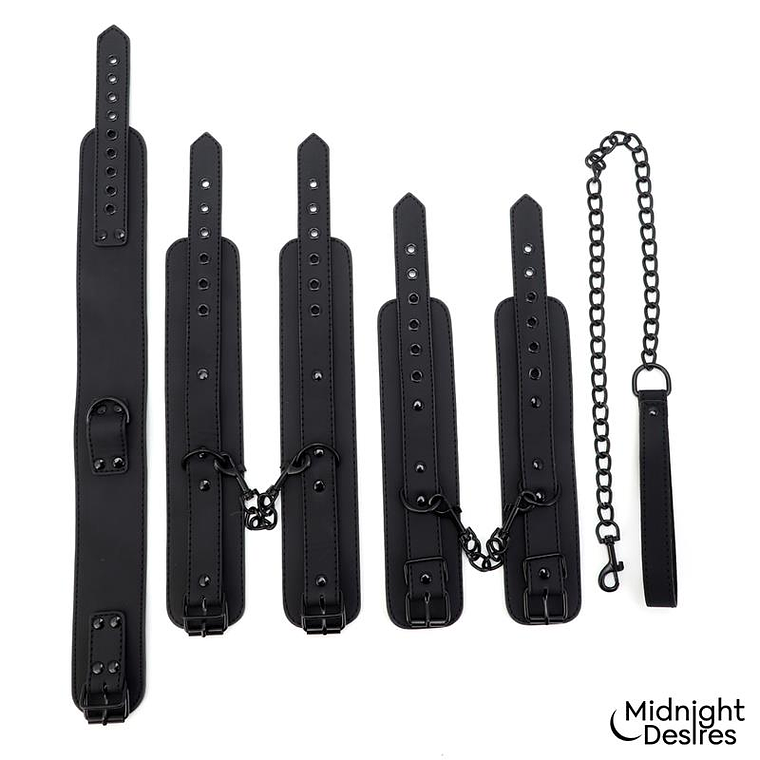 Conjunto de Restrição com Trela Midnight Desires | Coleira e Algemas 6