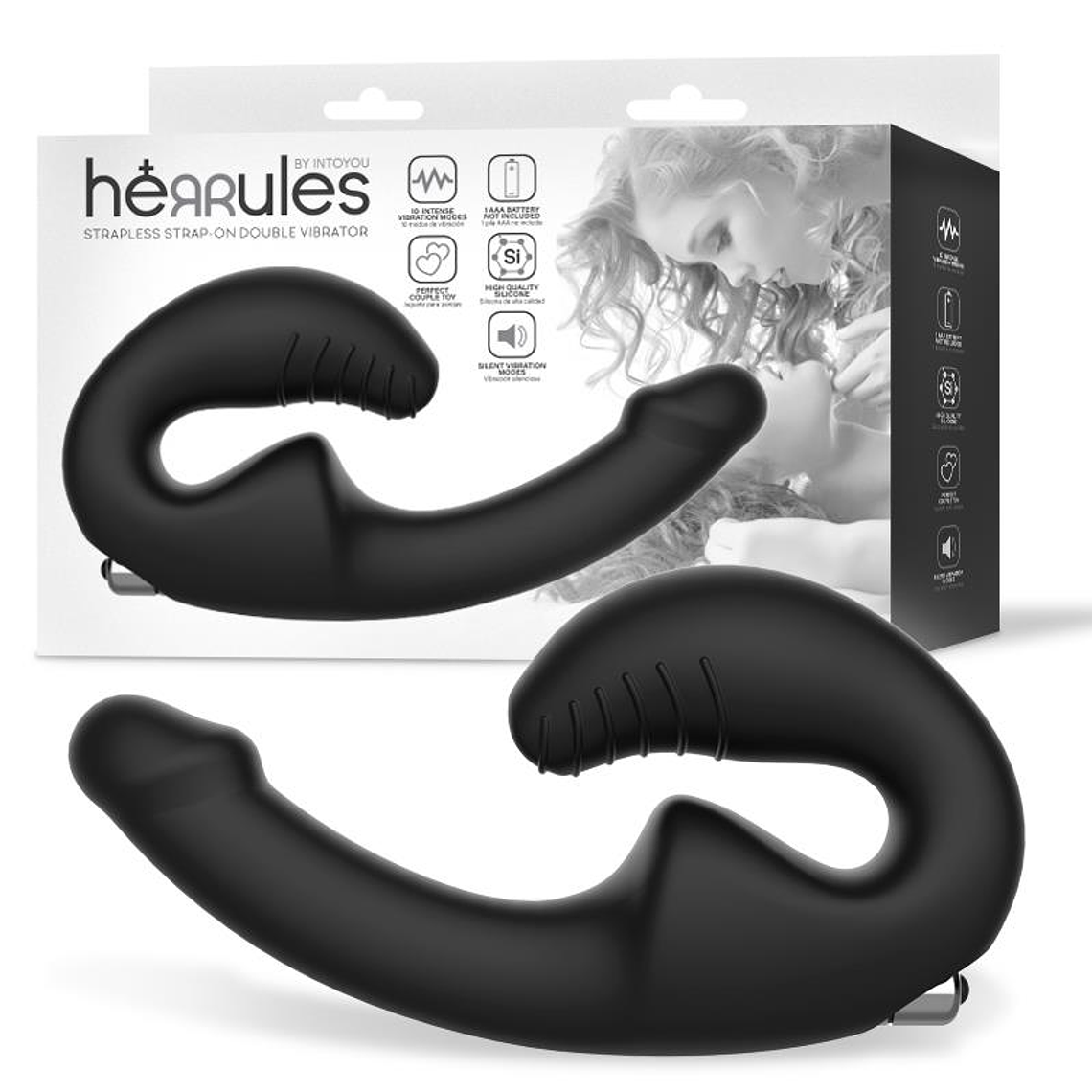Strap-On Vibrador Duplo sem Arnês Herrules | 10 Vibrações Para Casais 1