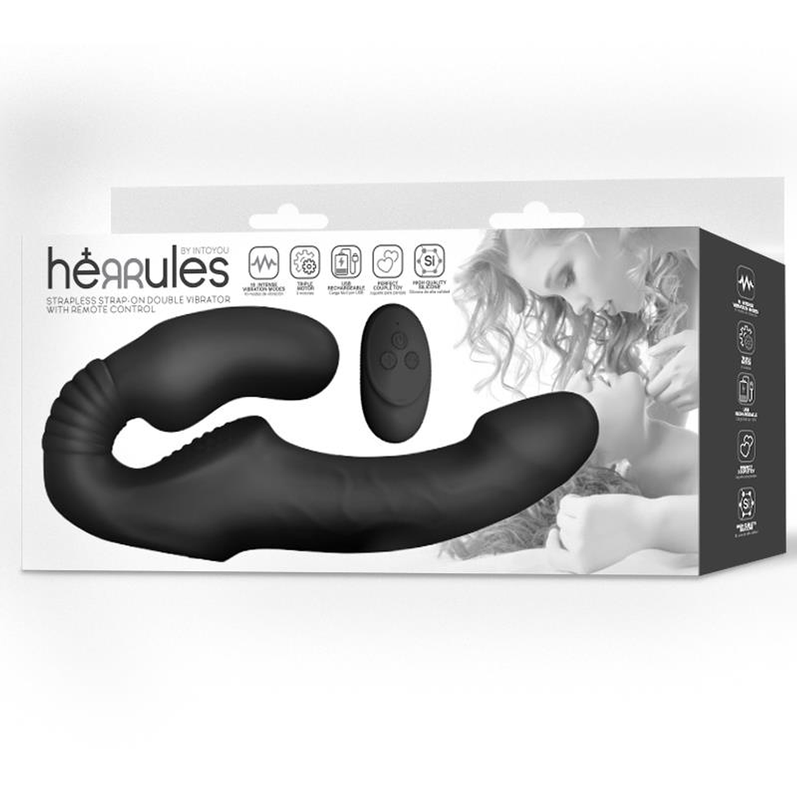 Vibrador Duplo sem Arnês Herrules | Controlo Remoto 3 Motores 3
