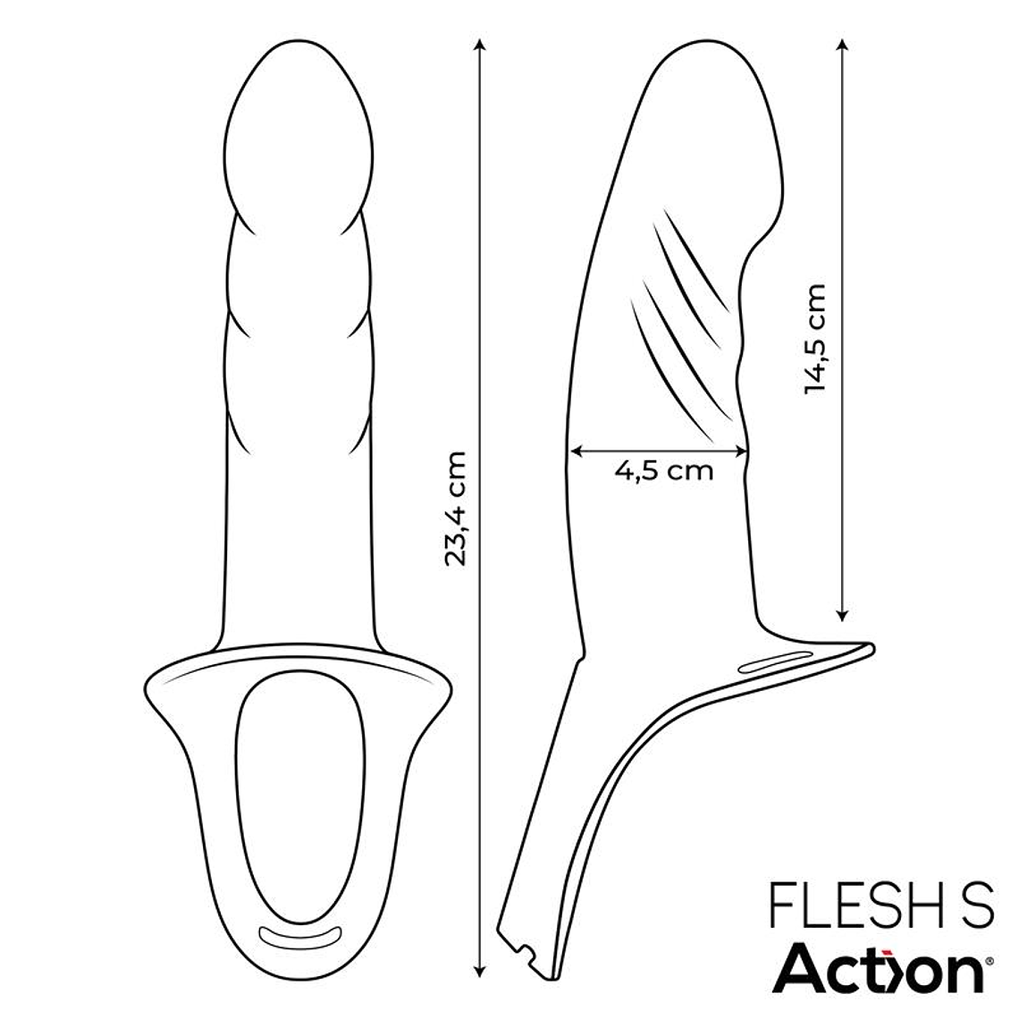 Arnês com Dildo Oco Action | Tamanho S 14,5cm Ponta Sólida 9