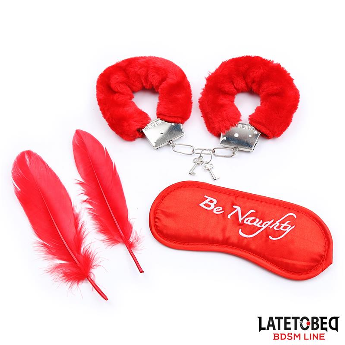 Kit Bondage 3 Peças Latetobed | Vermelho Algemas Venda Pena 1