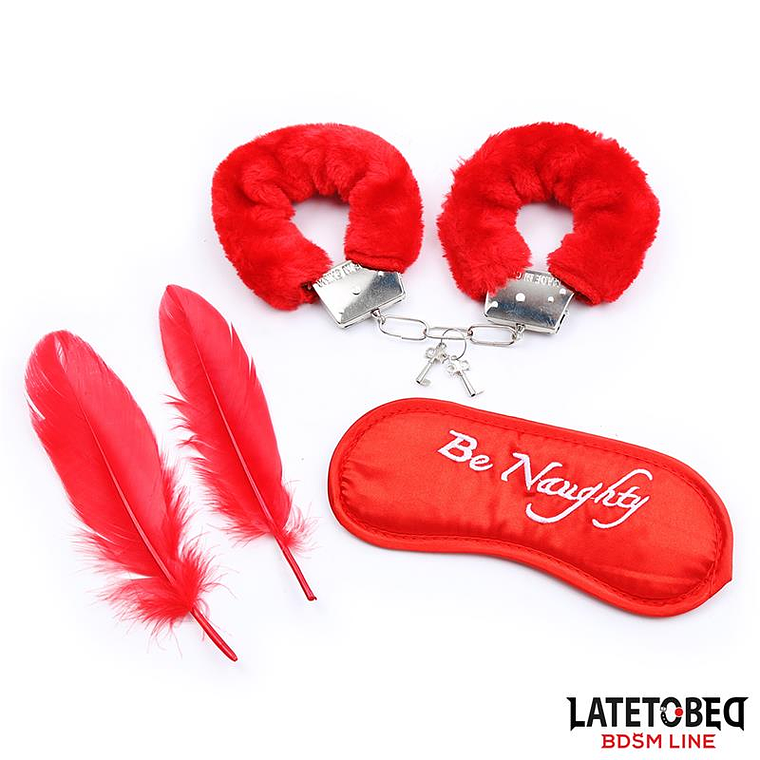 Kit Bondage 3 Peças Latetobed | Vermelho Algemas Venda Pena 1