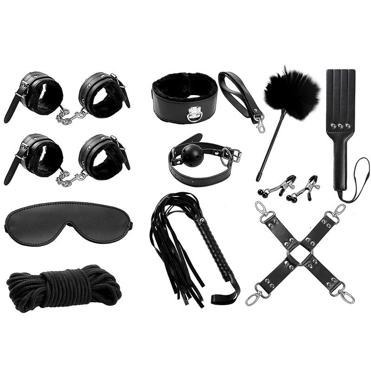 Kit Bondage Iniciante 11 Peças | Algemas Venda Flogger e Mais 1