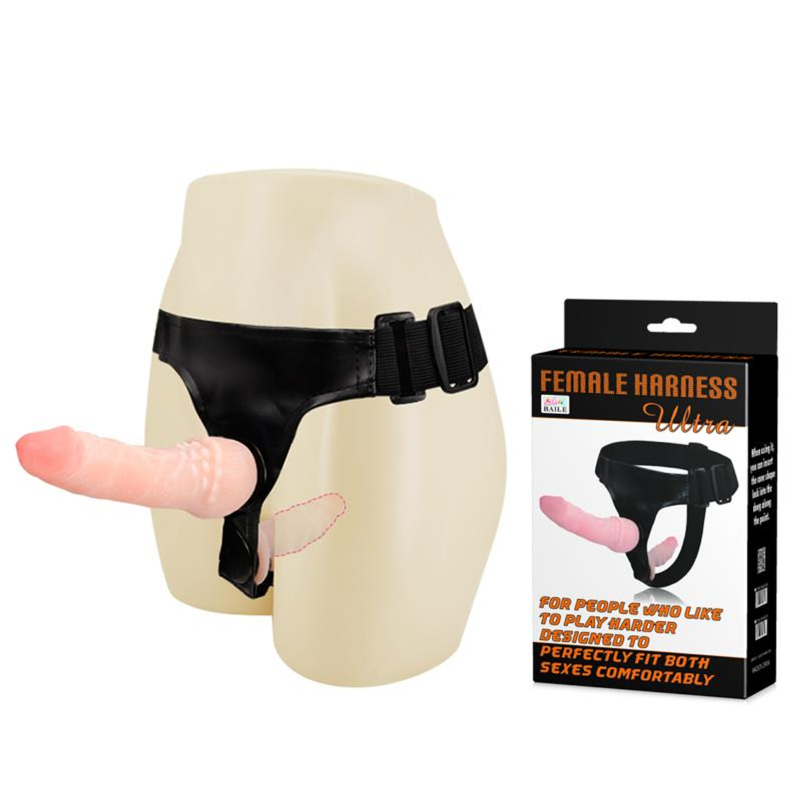 Harnais de double pénétration Flesh | Godemiché externe de 16,5 cm et godemiché interne de 11 cm 1