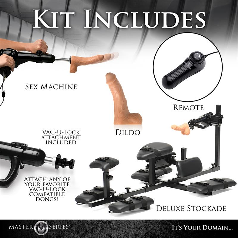 Paliçada Bondage Horizontal com Sex Machine | Ajustável Aço 23