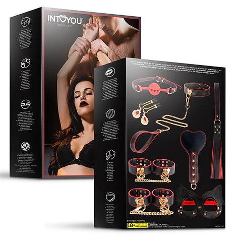 Kit Bondage 8 Peças | Algemas Gag Flogger Coleira e Mais