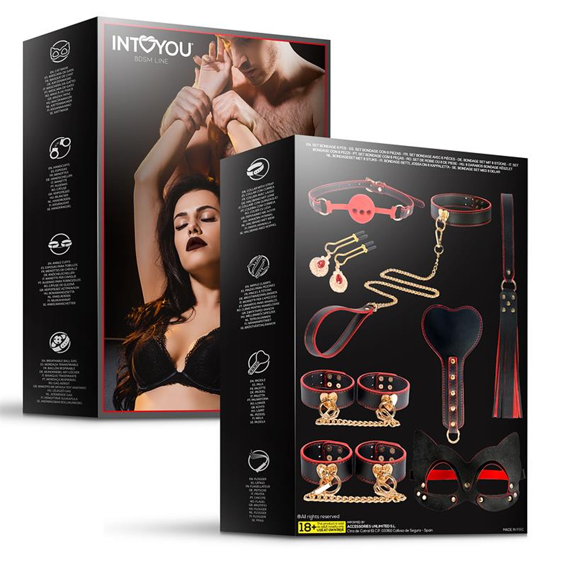 Kit Bondage 8 Peças | Algemas Gag Flogger Coleira e Mais 1