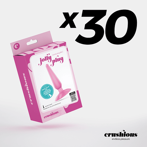 Pack 30 Plug Anal com Ventosa Crushious | Jolly Rosa 9cm Jelly