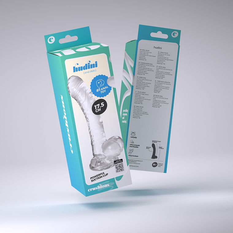 Pack 32 Dildo Jelly Transparente Hudini | 17,5cm Ventosa Crushious 2