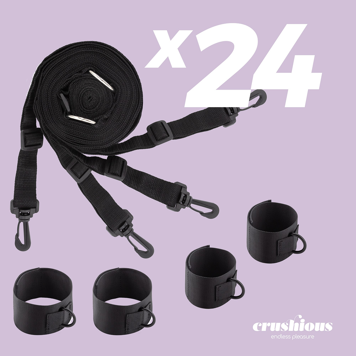 Pack 24 Restrições de Cama Bondage Crushious | Universal Ajustável 1