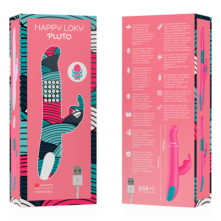 Vibrador Rabbit com Rotação HAPPY LOKY Pluto | 10 Vibrações + Relógio 7