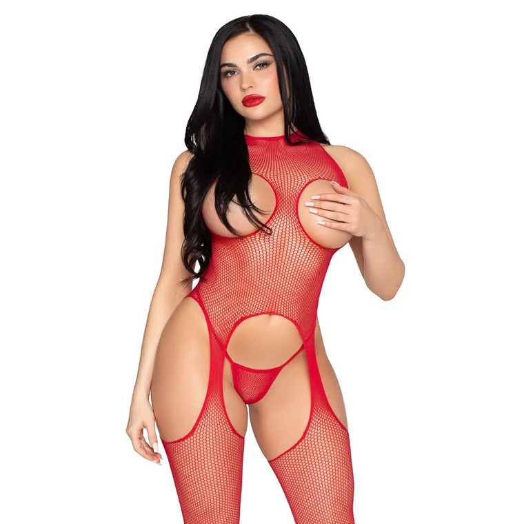 Conjunto Body e Calcinha Vermelho Leg Avenue | Tule Gola Alta Tamanho Único 3