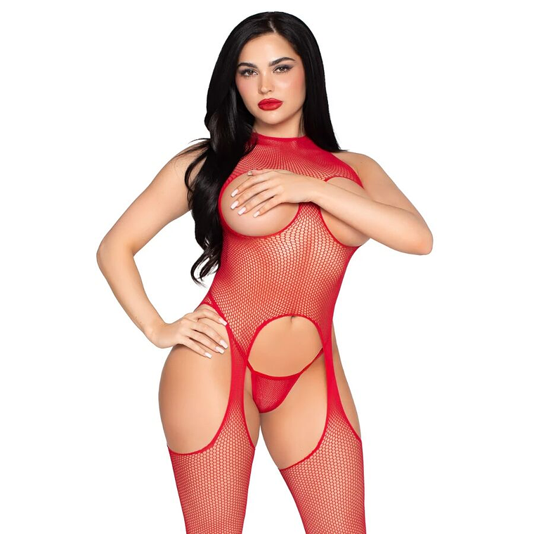 Conjunto Body e Calcinha Vermelho Leg Avenue | Tule Gola Alta Tamanho Único 5