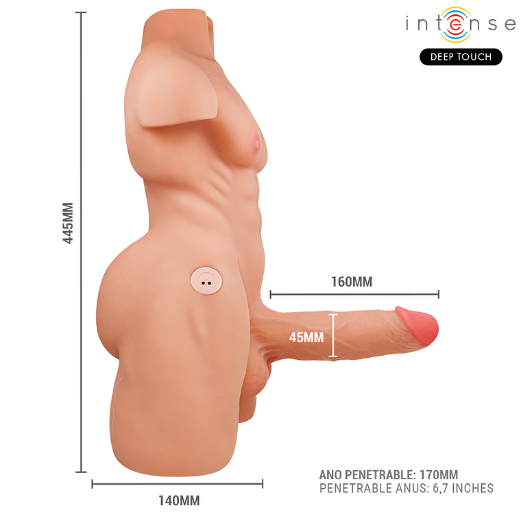Torso Masculino com Dildo INTENSE Marty | 6,2kg Impulso Vibração 8