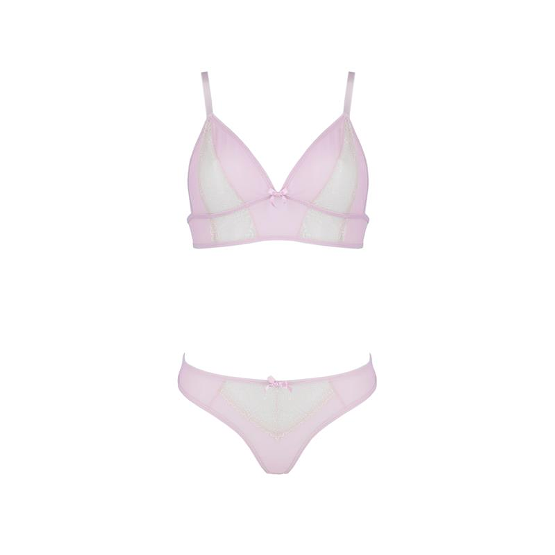 Ensemble de lingerie Pamela Pink | Body en tulle avec nœuds 2