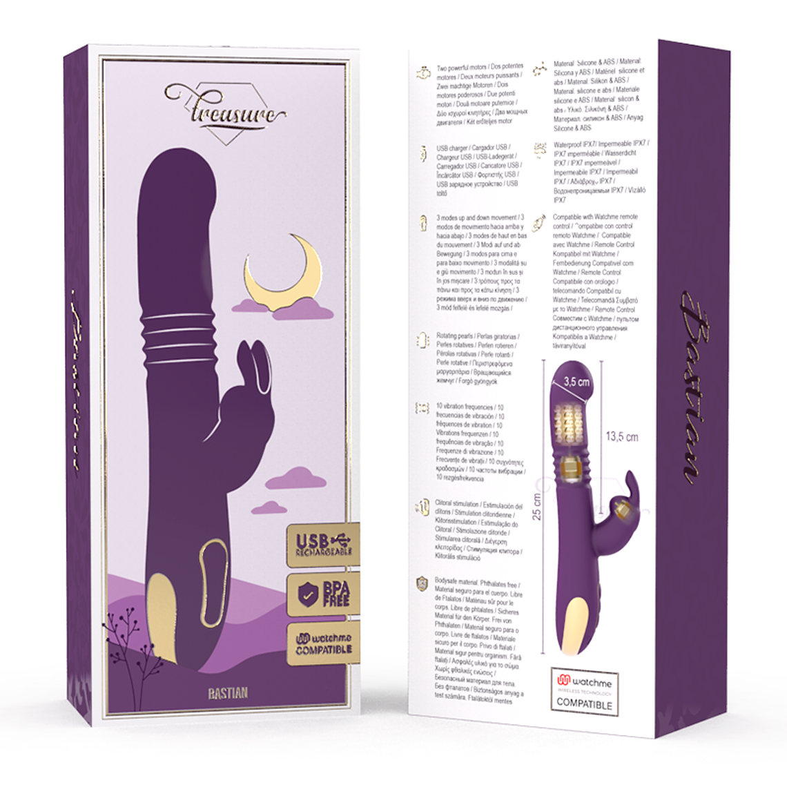Vibrador Rabbit com Rotação TREASURE BASTIAN | Up&Down WatchMe 8