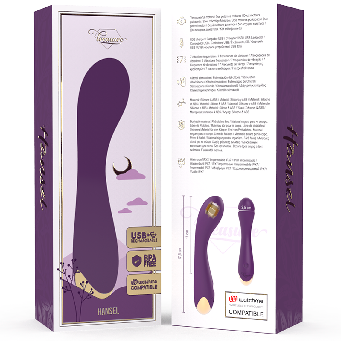 Vibrador de punto G TREASURE HANSEL | 7 modos de control WatchMe 7