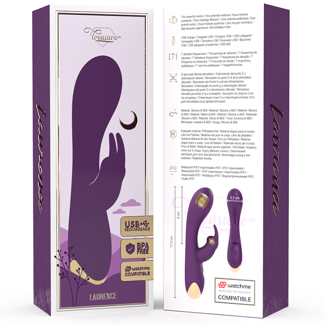 Vibrador con forma de conejo TREASURE LAURENCE | 7 modos de control WatchMe 8