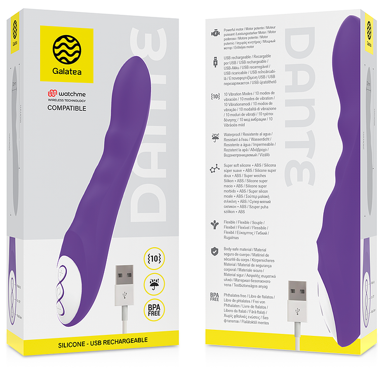Vibrador Compatível com WatchMe GALATEA DANTE | 10 Padrões Lilás 3
