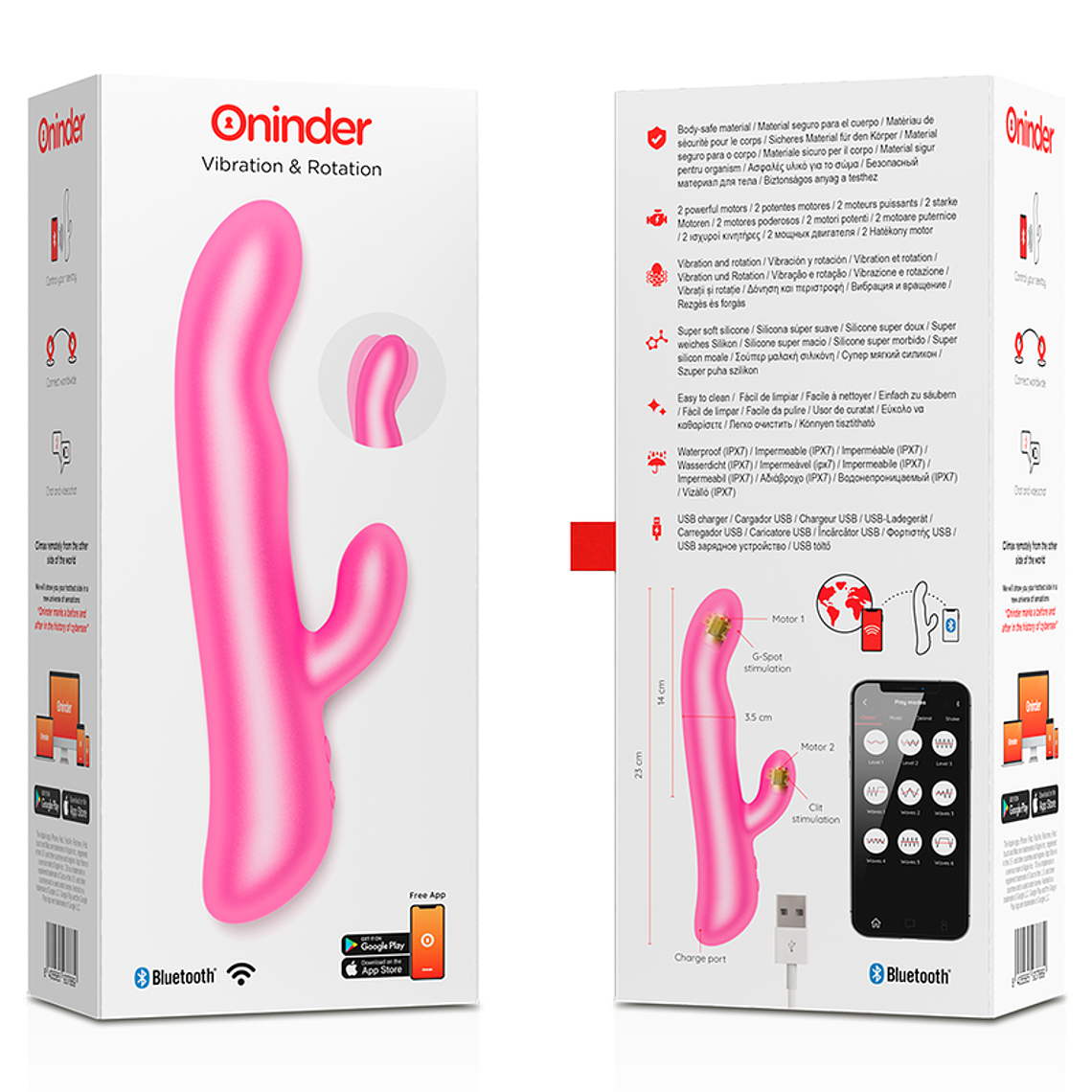 Vibrador Rabbit com App ONINDER OSLO | Rotação e Vibração Rosa 6