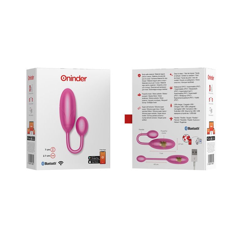 Ovo Vibratório com App ONINDER DENVER | Rosa 7cm Controlo Remoto 6