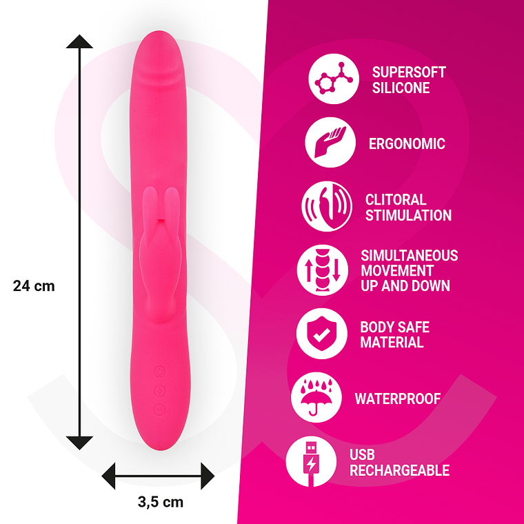 Vibrador Rabbit com Rolamento MORESSA WARREN | 7+4 Modos 25,5cm 6